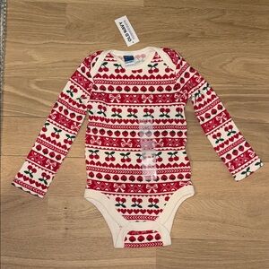 Red and Cream Patterned Kids Bodysuit